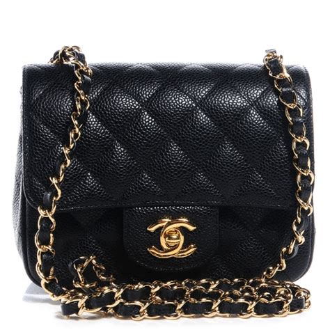 chanel caviar square mini in black with gold hardware|Flap Bags .